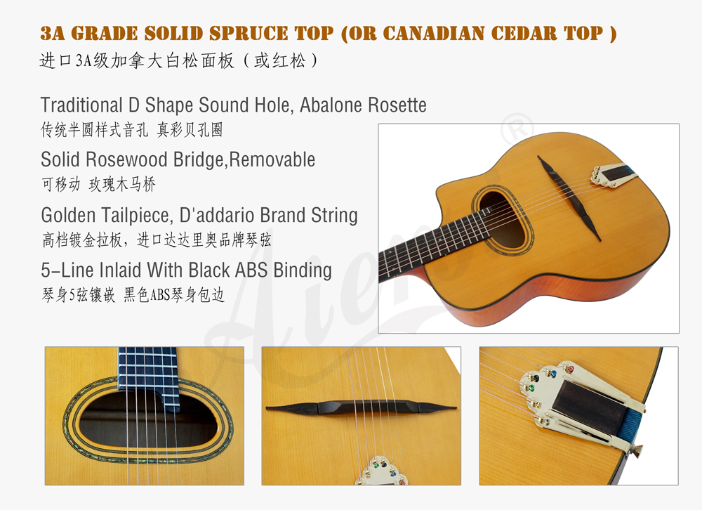 aiersi brand flame maple gypsy guitar for sale (2)