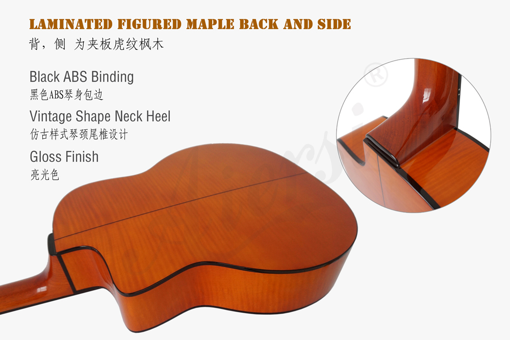 aiersi brand flame maple gypsy guitar for sale (4)
