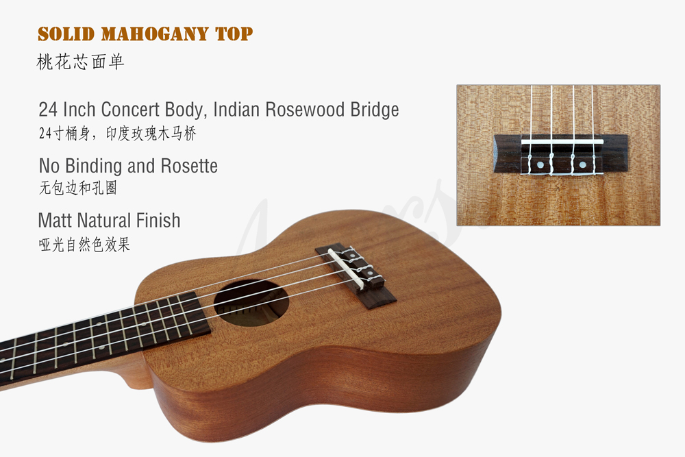 China Aiersi 24 Inch Solid Mahogany Concert Ukulele (2)