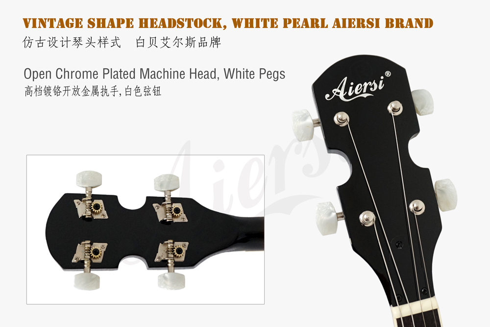 Aiersi brand headstock for high quality 4-string banjo