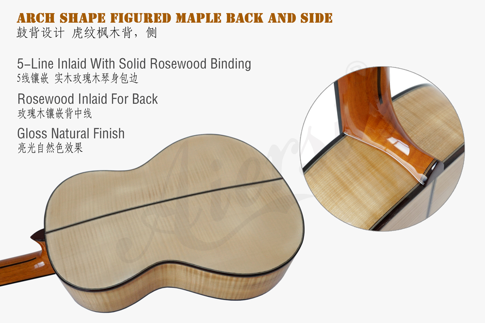 Aiersi smallman guitar with Figured Maple back and side (1)