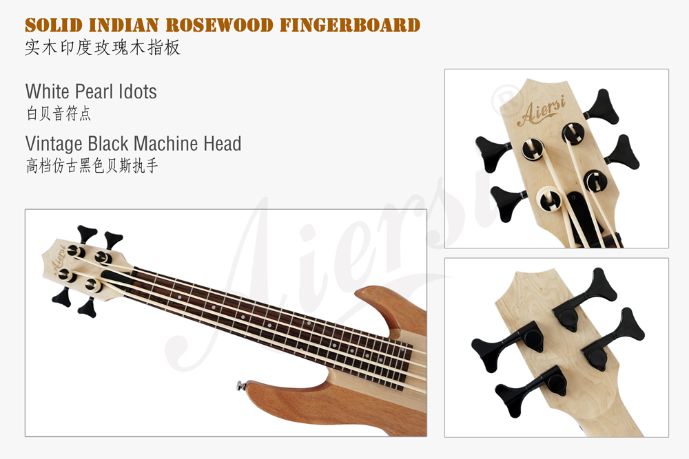 Aiersi brand solid mahognay body electric bass ukulele (3)