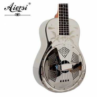 Hawaii Tree Sandblasted 24 Inch Concert Brass Resonator Ukulele BSU004