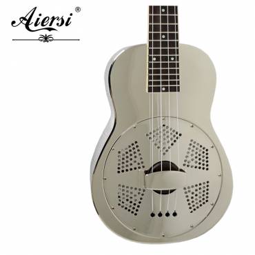 24 Inch Concert Gloss Finish Chrome Brass Resonator Ukulele Model BSU003C