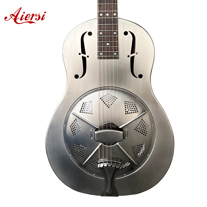 Single Cone Duolian Matt Chrome Bell Brass Resonator guitar Aiersi Guitar