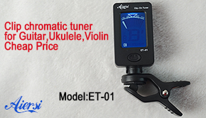 China Aiersi Hot Sale Digital Clip Chromatic Tuner for guitar ukulele violin bass ET-01