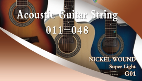Aiersi Brand 011-048 Super Light Nickel Wound Acoustic Guitar String Model G01
