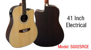 Aiersi brand 41 inch Solid Top Electrical Acoustic Guitar SG02SRCE-41