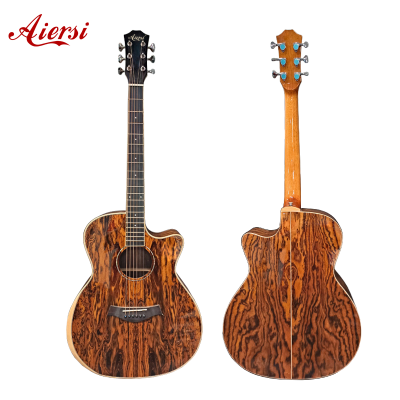Glossy Armrest Design Exotic Bocote Body Acoustic Guitar