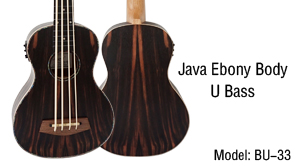 Aiersi Brand Java Ebony Body Electric Fretless Bass U Ukulele  Model BU-33