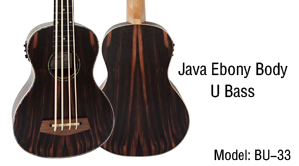 Java Ebony Body Electric Fretless Bass U Ukulele