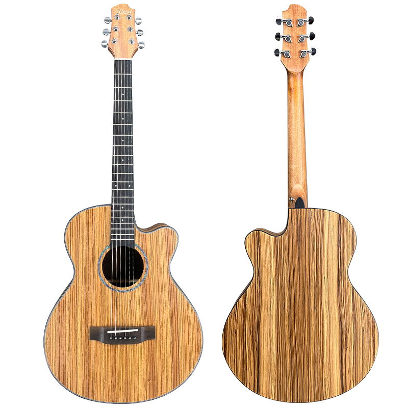 40 Inch Cutaway Zebrawood Body Acoustic Guitar