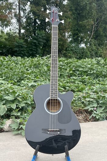 [Video] 4 String Black Colour Cutaway Electric Acoustic Bass