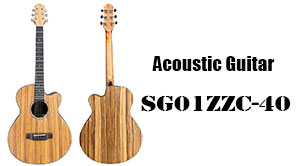 Zebra Wood Body 40 Inch Cutaway Acoustic Guitar SG01ZZC-40