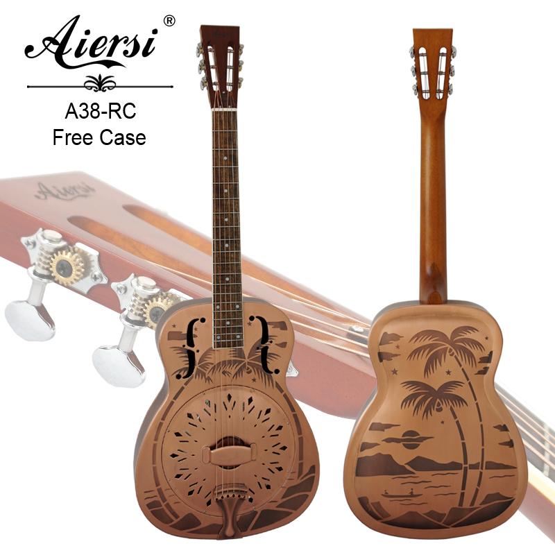 Single Cone O Style Vintage Red Rust Sandblasted Brass Resonator guitar