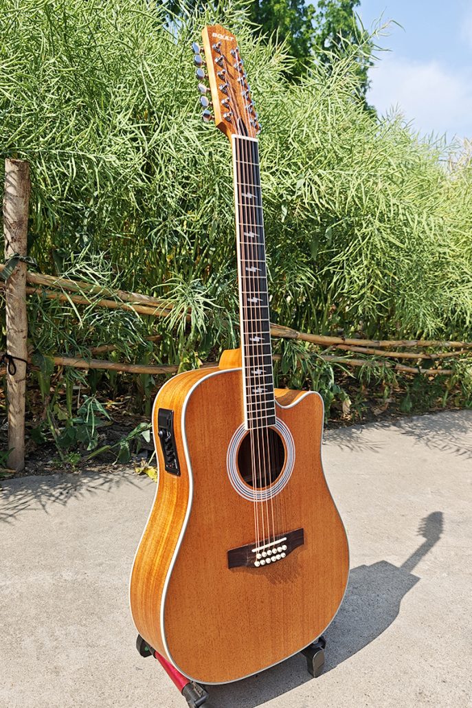 Boult Brand Matt Mahogany 41 Inch Cutaway 12 String Electric Acoustic Guitar