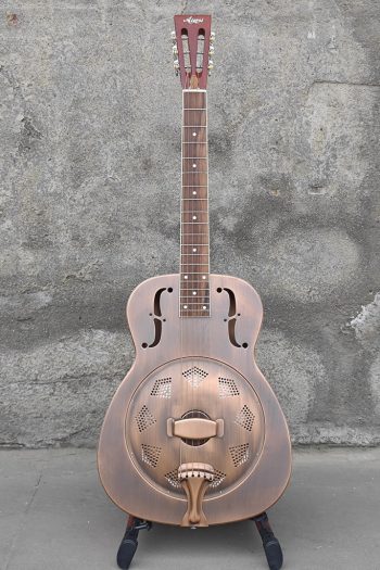 Single Cone O Style Vintage Red Rust Brass Resonator Guitar
