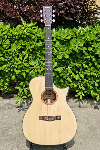 [Video] Glossy Small Jumbo Body Cutaway Solid Spruce Top Acoustic Guitar