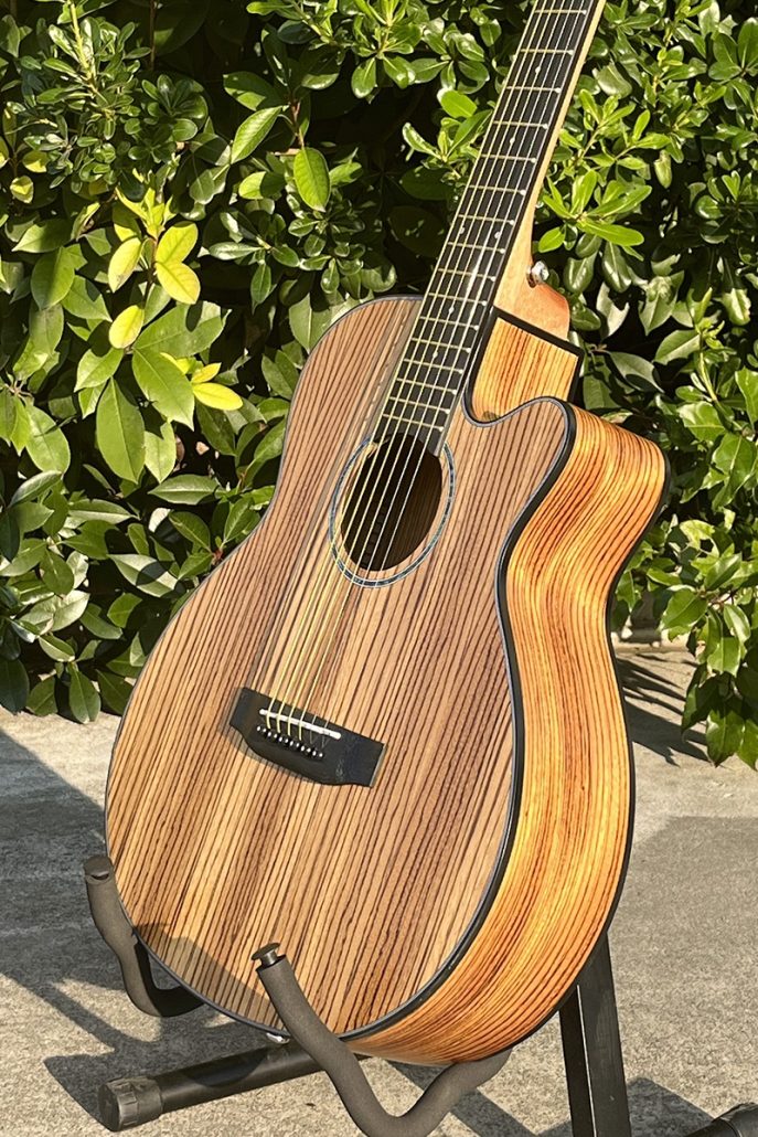 Plywood Zebra Wood Body OM Style Matt Finish Acoustic Guitar