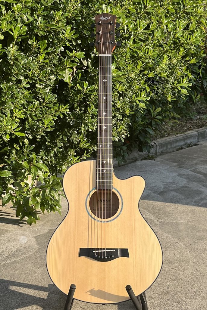 Solid Spruce Top Mahogany Body Matt OM Style Electric Acoustic Guitar