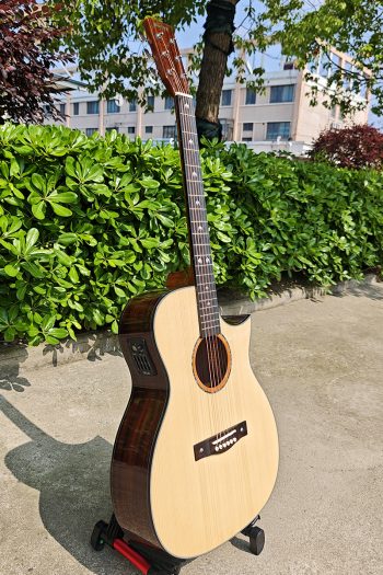 Glossy Small Jumbo Body Solid Spruce Top Electric Acoustic Guitar