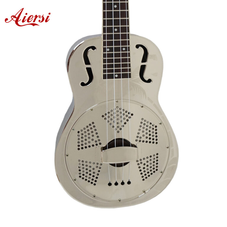 F hole Gloss Sandblasted Brass Concert Resonator Ukulele - Aiersi Guitar
