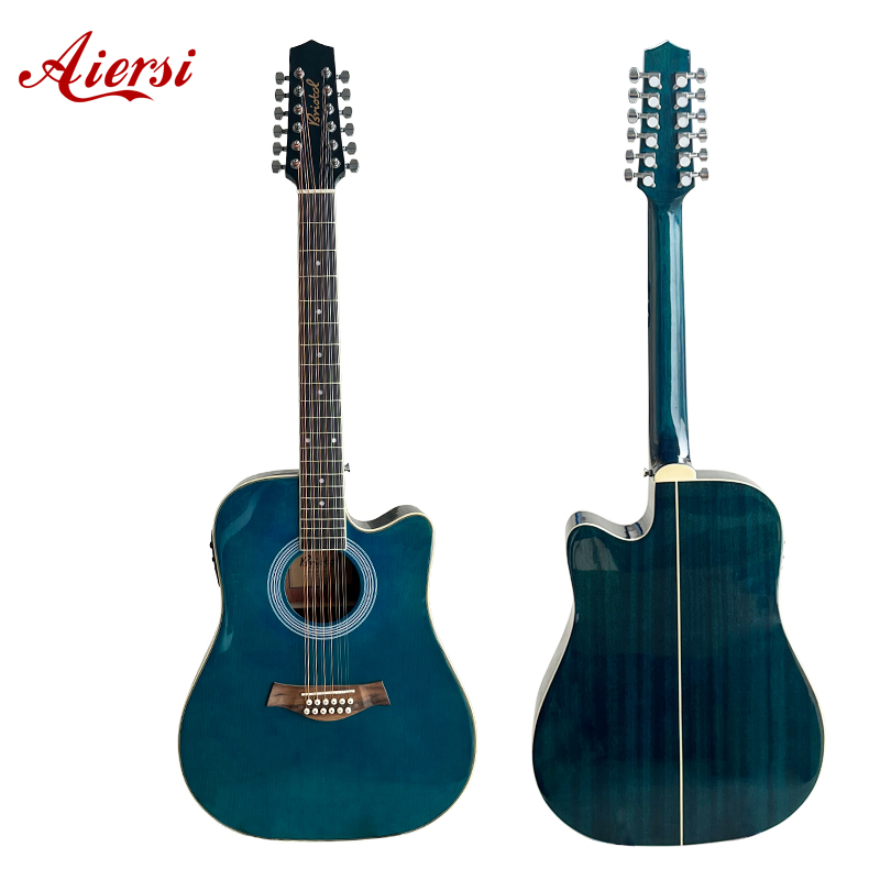 Glossy Blue Colour 12 String Acoustic Guitar