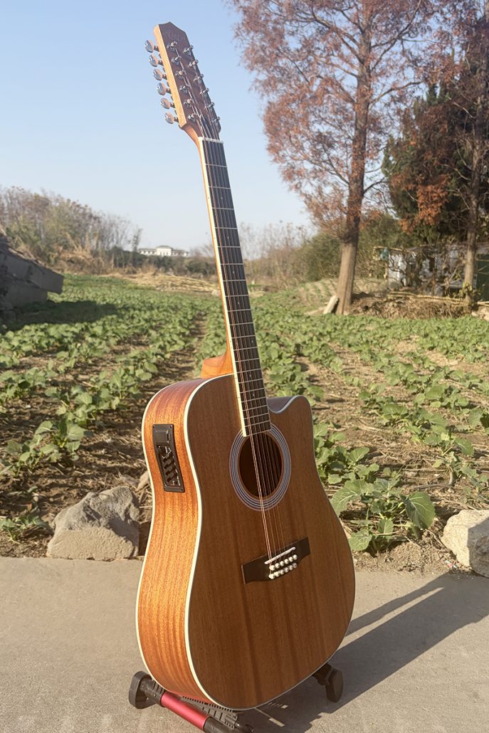 Matt Mahogany 41 Inch Cutaway 12 String Electric Acoustic Guitar