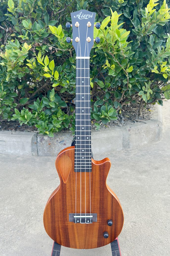 26 Inch Solid Koa Cutaway Electric Tenor Ukulele