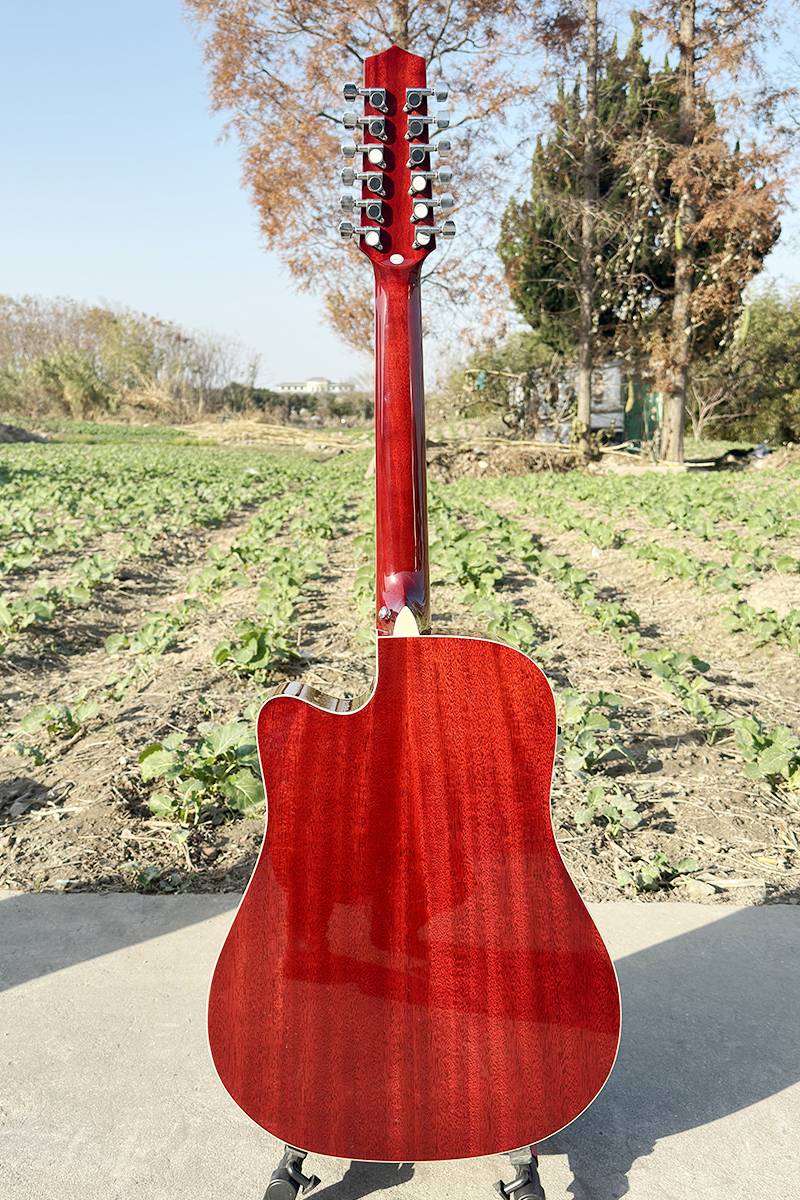 Aiersi red electric 12 string acoustic guitar (6)