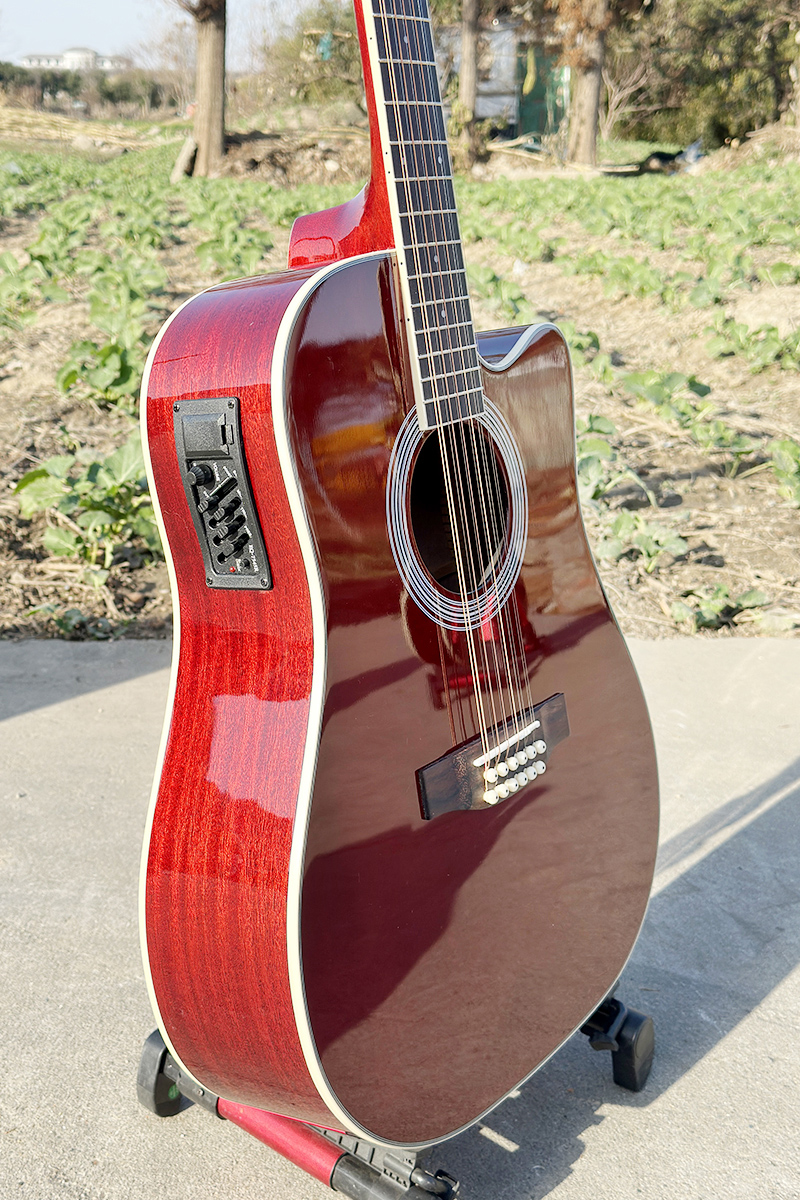 Aiersi red electric 12 string acoustic guitar (8)