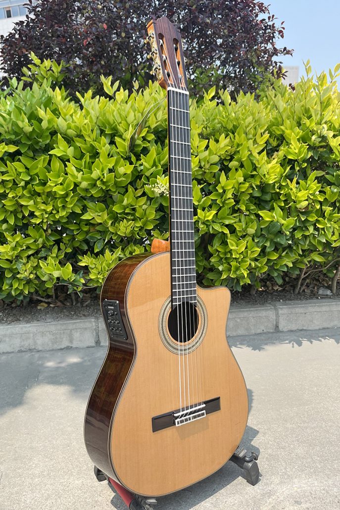 All Solid Cedar Top Cutaway Electric Classical Guitar